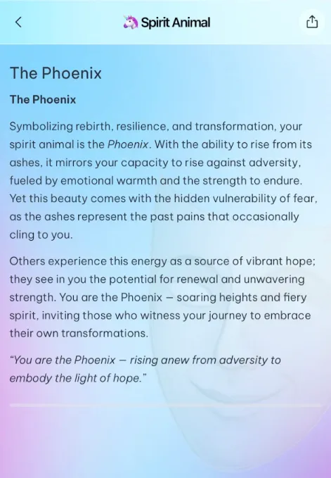 An image where Robyn describes your spirit and memory based on the chats that you've had. 